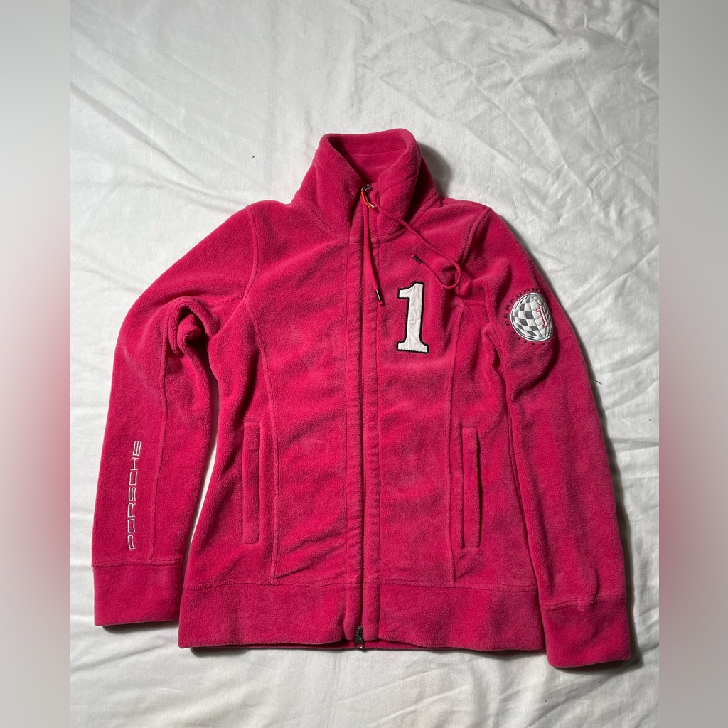 Porsche Performance Racing Design Selection Full Zip Pink Sweater Womens Sz Xs